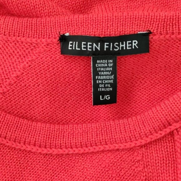 Eileen Fisher Tie Side Wool Sweater Red Size Large Bateau Neckline - Picture 3 of 3